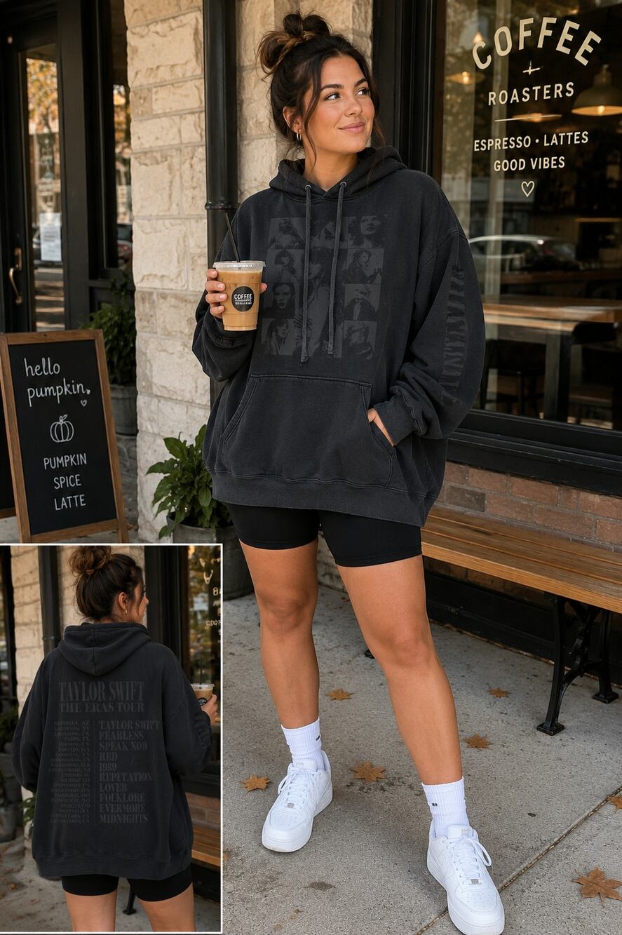 Taylor Swift Eras Tour Hoodie 4XL Black Tonal Graphic Oversized Concert Merch